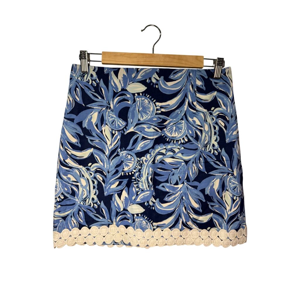 Lilly Pulitzer Izzy High Tide Navy You're The Zest Skirt Size 4